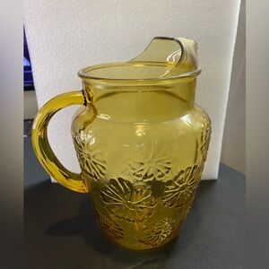 Vintage Yellow Glass Pitcher